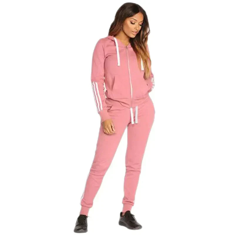 Conjunto deportivo de mujer con capucha – Conjunto informal de 2 piezas para gimnasio, tiempo libre, relajarse y uso diario