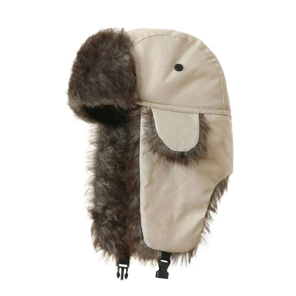 Pánská aviator trapper čepice z umělé kožešiny se zatepleným provedením, dlouhými klapkami na uši a páskem pod bradou – teplá zimní čepice do chladných dnů a na ven