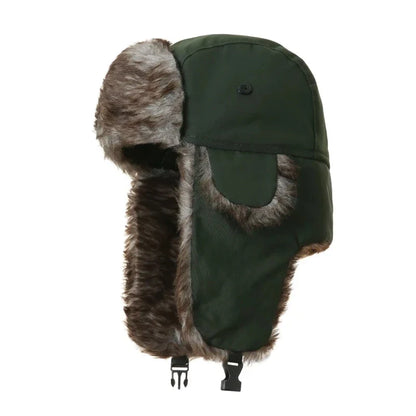 Pánská aviator trapper čepice z umělé kožešiny se zatepleným provedením, dlouhými klapkami na uši a páskem pod bradou – teplá zimní čepice do chladných dnů a na ven