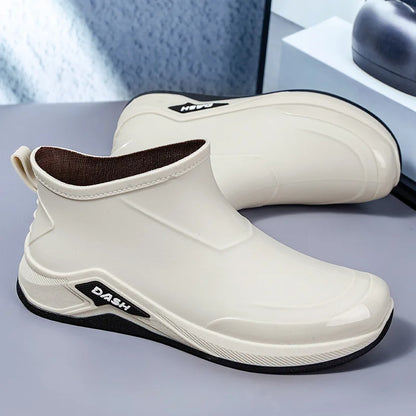 Botas de lluvia de invierno impermeables para hombre con forro de algodón y suela antideslizante - calzado práctico para actividades al aire libre, días lluviosos, invierno y uso diario