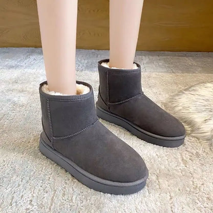 Botas de nieve impermeables para mujer con forro de felpa y suela de plataforma antideslizante - botines de invierno para días fríos, uso diario y actividades al aire libre
