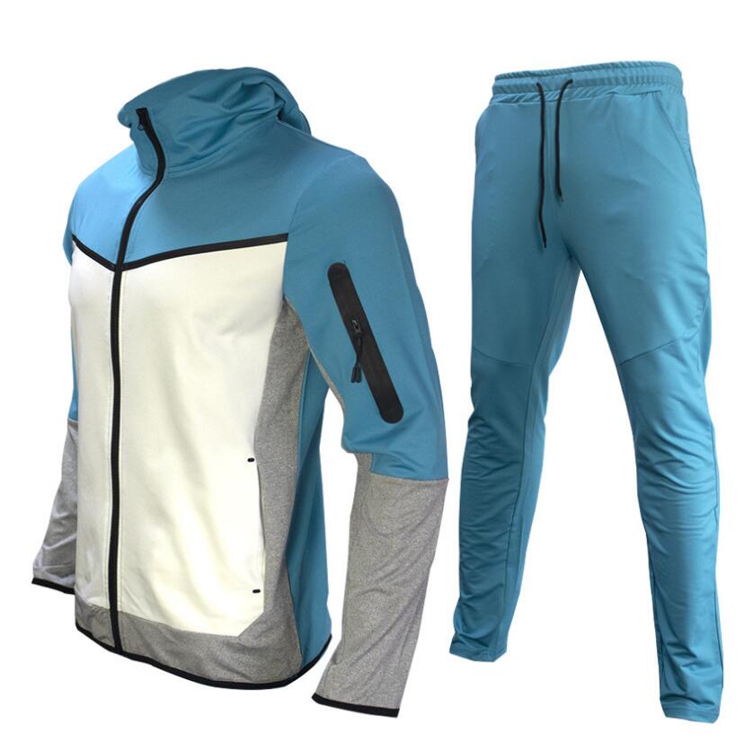 Trening bărbătesc din 2 piese, cu glugă, fermoar și pantaloni jogger tapered cu șnur – set sport pentru antrenament, timp liber și uz zilnic