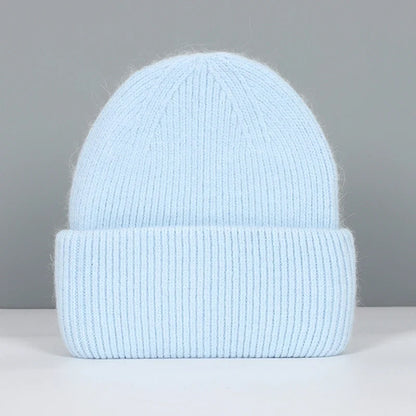 Damska miękka dzianinowa czapka beanie z mieszanki kaszmiru i futra króliczego – ciepła czapka zimowa na jesień, zimę i co dzień