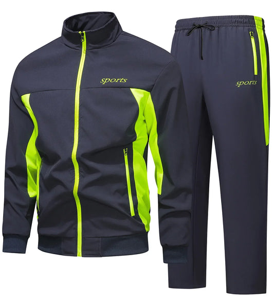 Men's Zip-Front Tracksuit – Matching Jacket and Trousers with Drawstring for Fitness and Leisure