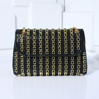 Women's mini shoulder bag with rhinestones and chain strap - elegant, glittering evening bag for parties and special occasions