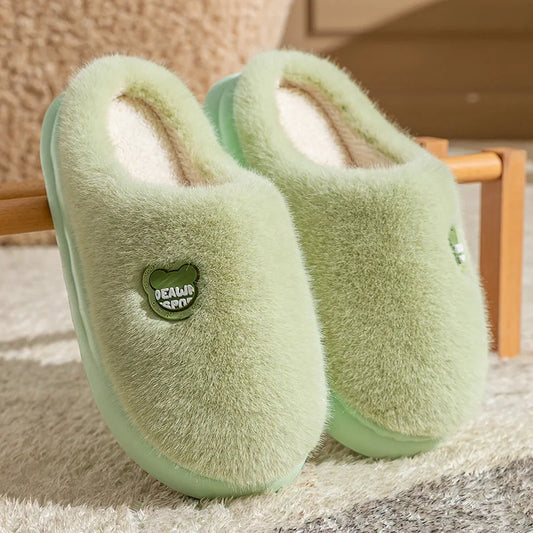 Papuci de casă de damă cu pluș, spumă cu memorie și talpă exterioară groasă - papuci moi slip-on pentru casă, relaxare și activități în aer liber
