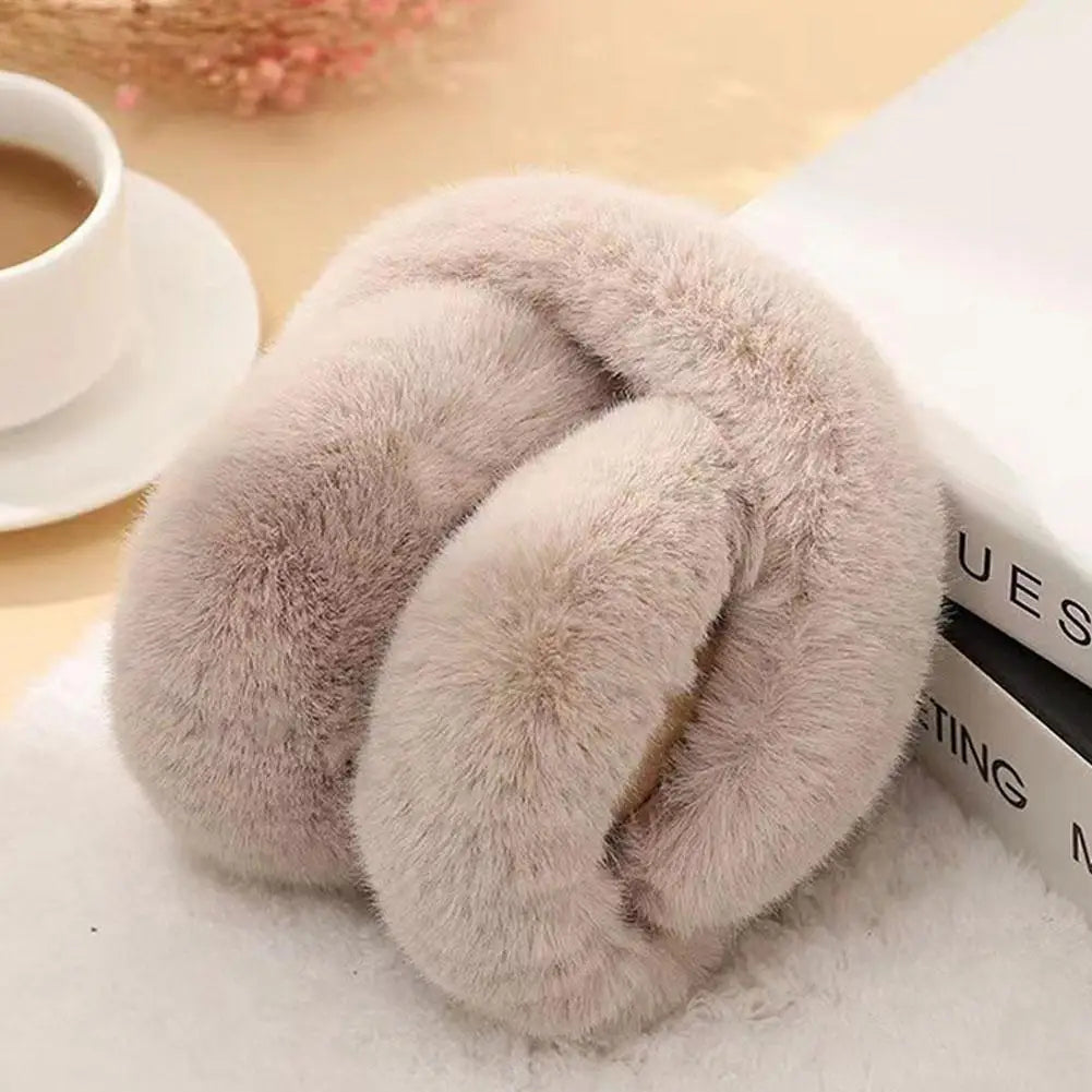 Women's plush winter earmuffs with windproof and foldable design - warm earmuffs for cold days, everyday wear and outdoor use