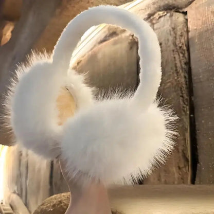 Women's faux fur earmuffs with soft, foldable design - warm winter earmuffs for cold days, everyday wear, and outdoor use
