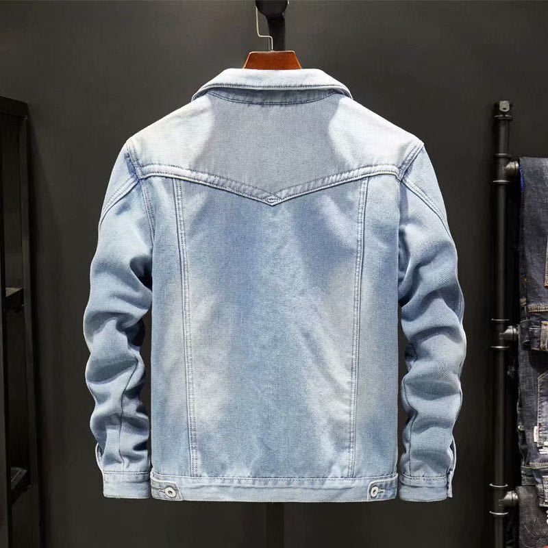 Jachetă trucker din denim pentru bărbați, căptușită cu fleece, cu închidere cu nasturi și croială lejeră – jachetă călduroasă pentru toamnă, iarnă, purtare zilnică și timp liber