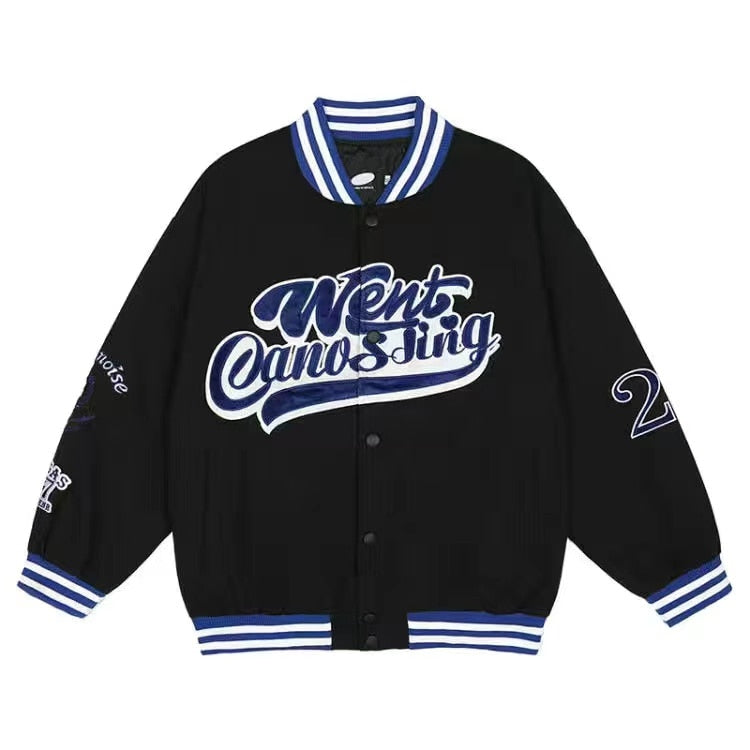 Dámská oversized bomber bunda s závodním potiskem - retro streetwear bunda pro každodenní nošení, volný čas a městský styl