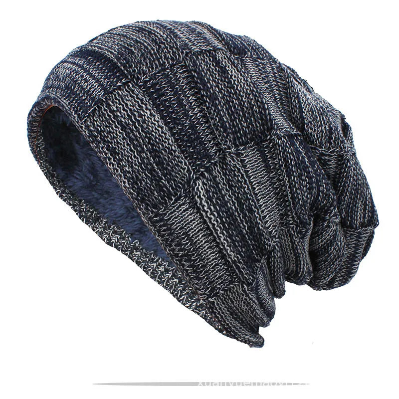 Dámská strukturovaná pletená čepice typu slouchy s pružností a ležérním patchworkovým designem - teplá zimní čepice na chladné dny, pro každodenní nošení a volný čas