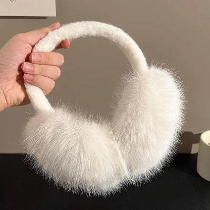 Women's faux fur earmuffs with soft, foldable design - warm winter earmuffs for cold days, everyday wear, and outdoor use