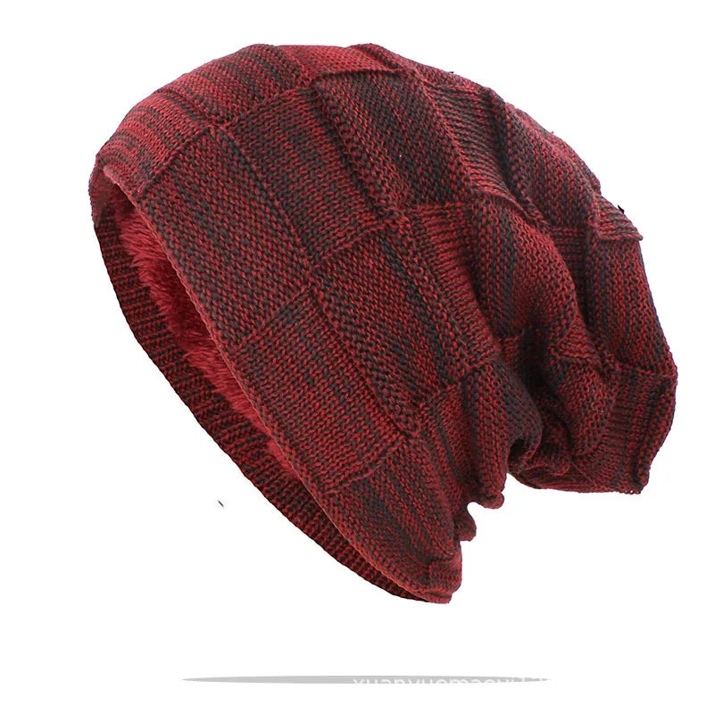 Dámská strukturovaná pletená čepice typu slouchy s pružností a ležérním patchworkovým designem - teplá zimní čepice na chladné dny, pro každodenní nošení a volný čas