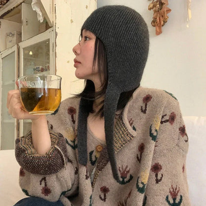 Gorro de invierno de punto para mujer, con orejeras y cordones para atar - gorro suave y cálido con protección para las orejas para días fríos, uso diario y exteriores