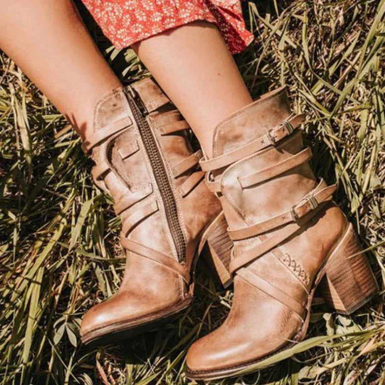 Damskie retro botki zimowe w stylu zamszowym z miękką podszewką – ciepłe i wygodne obuwie na jesień, zimę, co dzień i na czas wolny