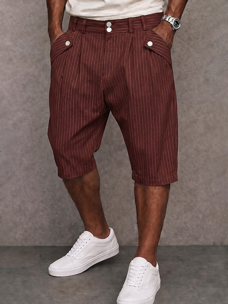 Pánské bermudy na míru ve slim střihu se záševky – šortky ke kolenům s poutky na pásek a kapsami pro styl smart casual, do práce i na léto