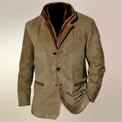 Herre Vintage Ruskindsjakke – Klassisk Efterårsjakke Til Hverdagsbrug, Fritid Og Smart Casual Stil