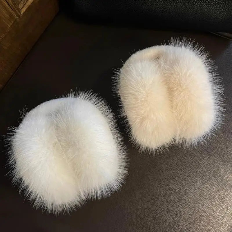 Women's faux fur earmuffs with soft, foldable design - warm winter earmuffs for cold days, everyday wear, and outdoor use