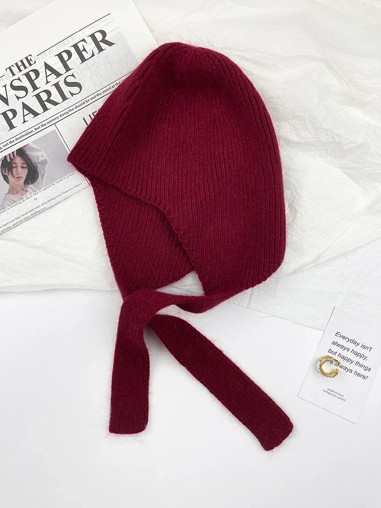 Gorro de invierno de punto para mujer, con orejeras y cordones para atar - gorro suave y cálido con protección para las orejas para días fríos, uso diario y exteriores