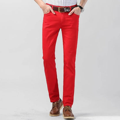 Pantaloni chino pentru bărbați din bumbac elastic, cu croială normală – pantaloni clasici pentru birou, purtare zilnică și stil smart casual