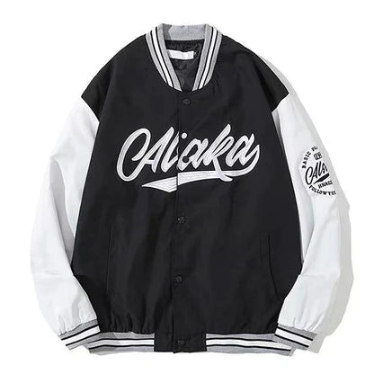 Dámská oversized bomber bunda s závodním potiskem - retro streetwear bunda pro každodenní nošení, volný čas a městský styl