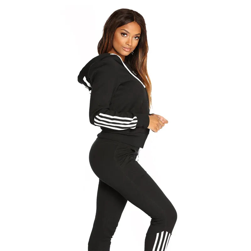 Conjunto deportivo de mujer con capucha – Conjunto informal de 2 piezas para gimnasio, tiempo libre, relajarse y uso diario