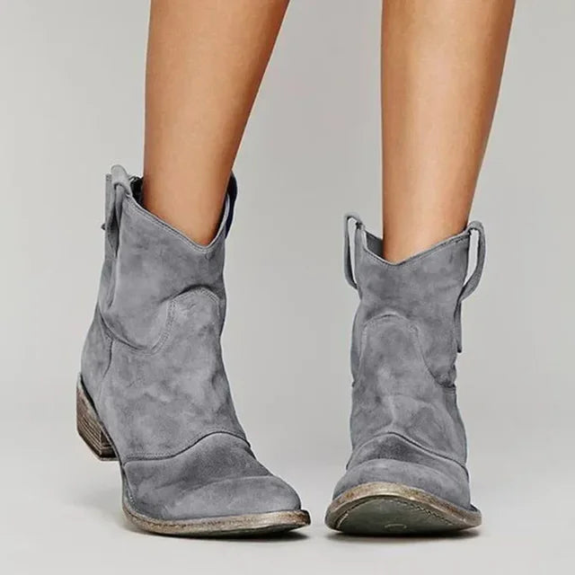 Women's Vintage Western Suede Ankle Boots – Cowboy-Inspired Design for Everyday Wear, Festivals, Leisure, and Casual Outfits