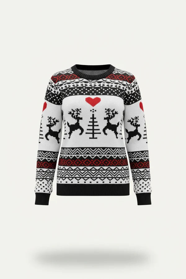 Women's Christmas Sweater with Festive Pattern and Crew Neck - Cozy Knitwear for Christmas, Christmas Parties and Festive Winter Occasions