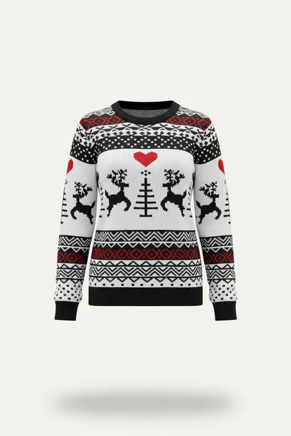 Women's Christmas Sweater with Festive Pattern and Crew Neck - Cozy Knitwear for Christmas, Christmas Parties and Festive Winter Occasions