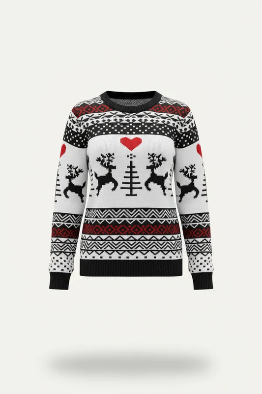Women's Christmas Sweater with Festive Pattern and Crew Neck - Cozy Knitwear for Christmas, Christmas Parties and Festive Winter Occasions