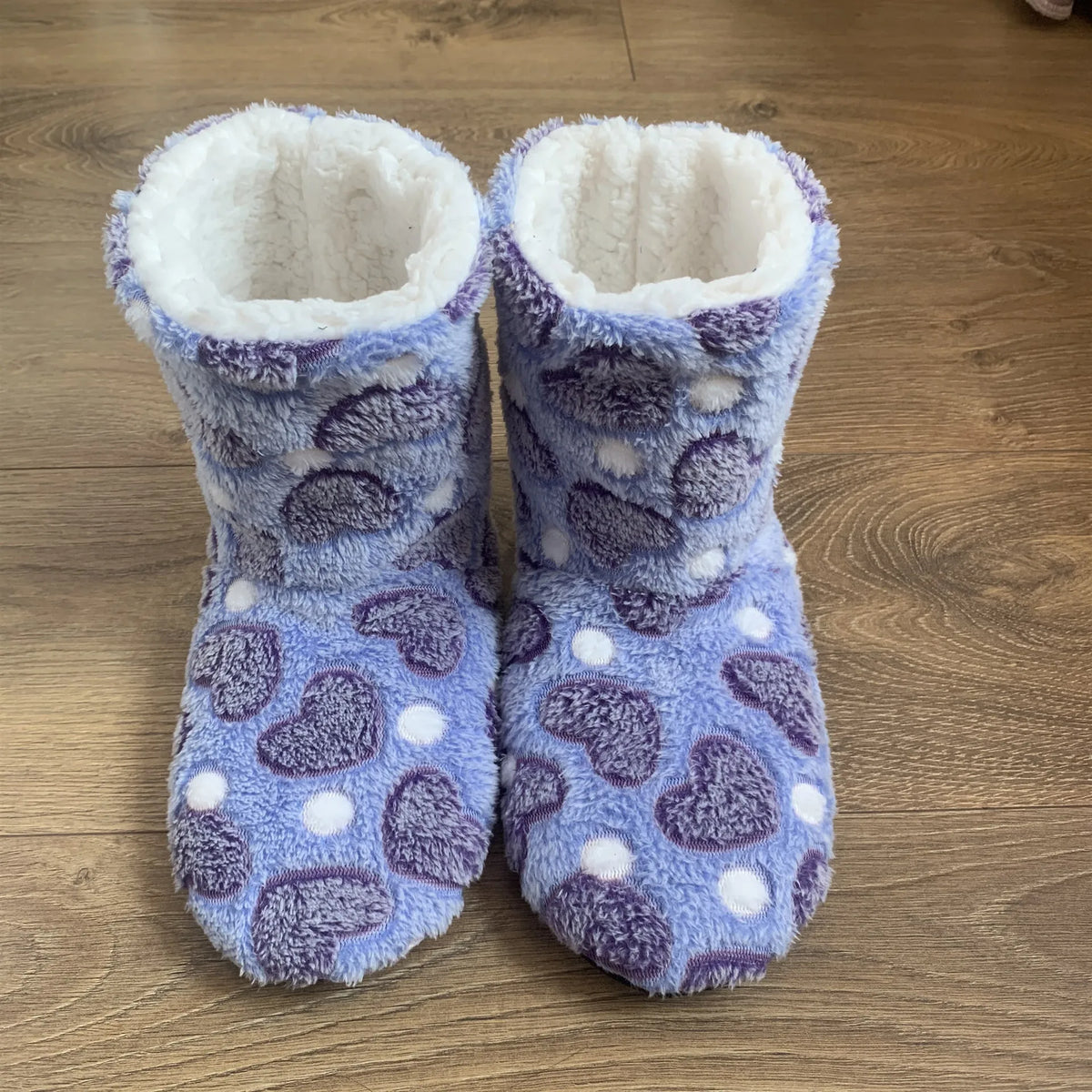 Women's Plush-Lined Winter Bootie Slippers with Non-Slip Sole – Warm House Shoes for Fall, Winter, Relaxation, and Everyday Wear