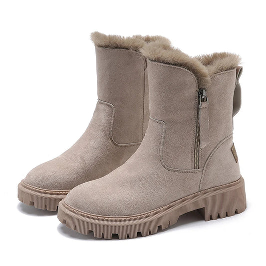 Women's Suede Snow Boots with Plush Lining, Platform Sole, and Non-Slip Lug Sole – Warm Winter Boots for Cold Days, Everyday Wear, and Outdoor Use