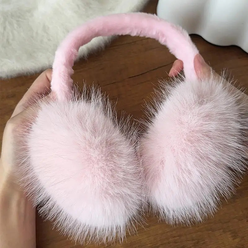 Women's faux fur earmuffs with soft, foldable design - warm winter earmuffs for cold days, everyday wear, and outdoor use