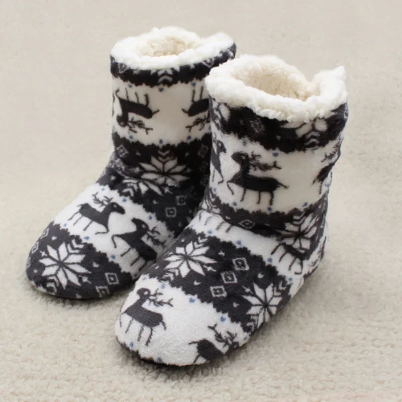 Papuci de casă și botine de iarnă călduroase pentru femei, cu design festiv de Crăciun – încălțăminte de iarnă confortabilă pentru acasă, Crăciun, relaxare și purtare zilnică