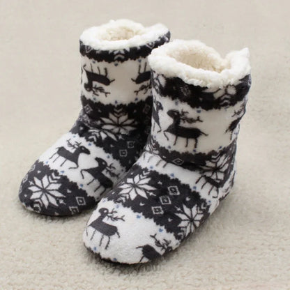Papuci de casă și botine de iarnă călduroase pentru femei, cu design festiv de Crăciun – încălțăminte de iarnă confortabilă pentru acasă, Crăciun, relaxare și purtare zilnică
