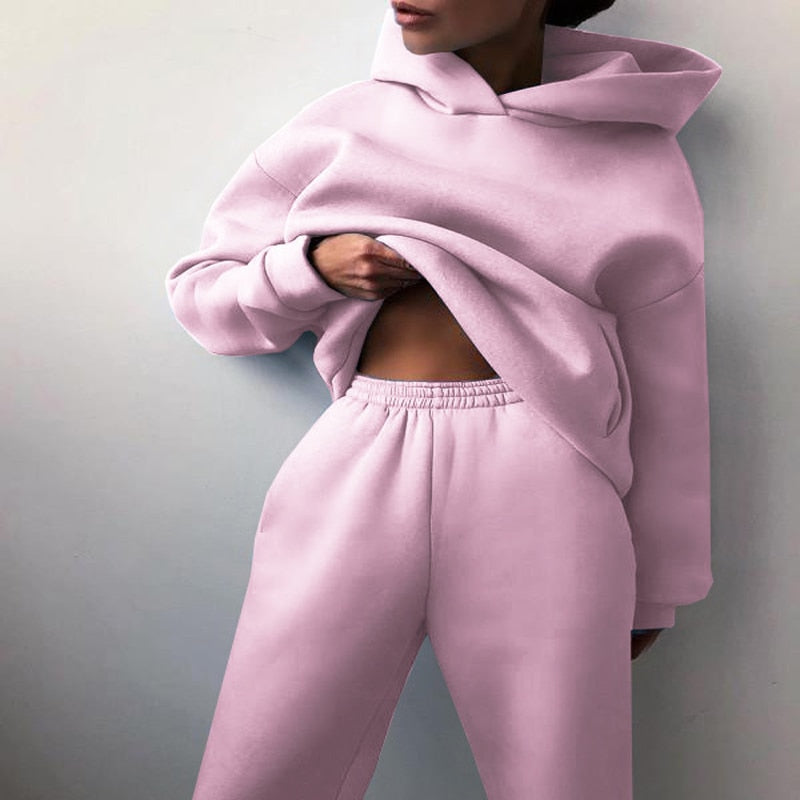 Women's 2-Piece Set with Hoodie and Jogger Pants - Soft and Comfortable Tracksuit for Everyday Wear, Relaxation, Leisure, and Casual Style