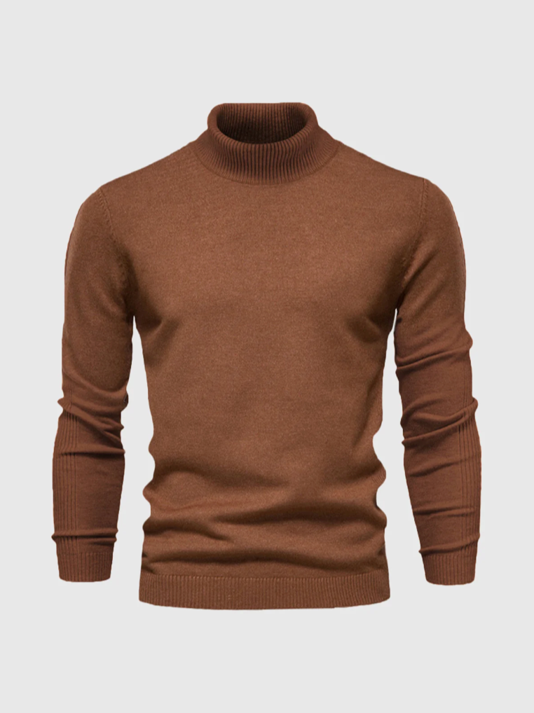 Męski cienko dziergany sweter z golfem, miękkiej jakości, z długimi rękawami i dopasowanym krojem slim fit - elegancki sweter na zimę, do stylizacji warstwowych i stylu smart casual