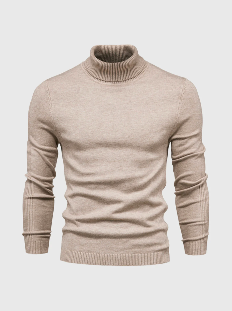 Męski cienko dziergany sweter z golfem, miękkiej jakości, z długimi rękawami i dopasowanym krojem slim fit - elegancki sweter na zimę, do stylizacji warstwowych i stylu smart casual
