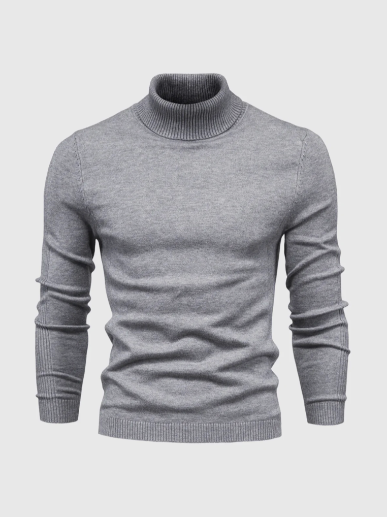 Męski cienko dziergany sweter z golfem, miękkiej jakości, z długimi rękawami i dopasowanym krojem slim fit - elegancki sweter na zimę, do stylizacji warstwowych i stylu smart casual