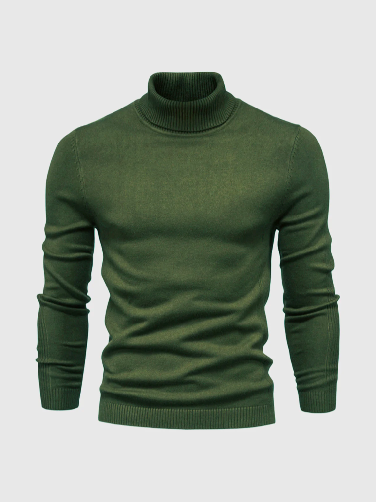 Męski cienko dziergany sweter z golfem, miękkiej jakości, z długimi rękawami i dopasowanym krojem slim fit - elegancki sweter na zimę, do stylizacji warstwowych i stylu smart casual
