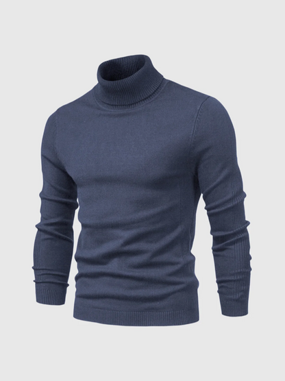 Męski cienko dziergany sweter z golfem, miękkiej jakości, z długimi rękawami i dopasowanym krojem slim fit - elegancki sweter na zimę, do stylizacji warstwowych i stylu smart casual