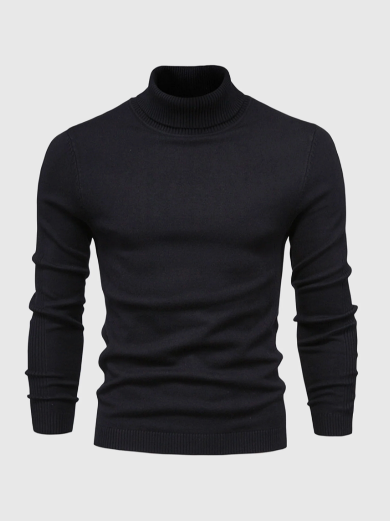 Męski cienko dziergany sweter z golfem, miękkiej jakości, z długimi rękawami i dopasowanym krojem slim fit - elegancki sweter na zimę, do stylizacji warstwowych i stylu smart casual