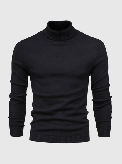 Męski cienko dziergany sweter z golfem, miękkiej jakości, z długimi rękawami i dopasowanym krojem slim fit - elegancki sweter na zimę, do stylizacji warstwowych i stylu smart casual