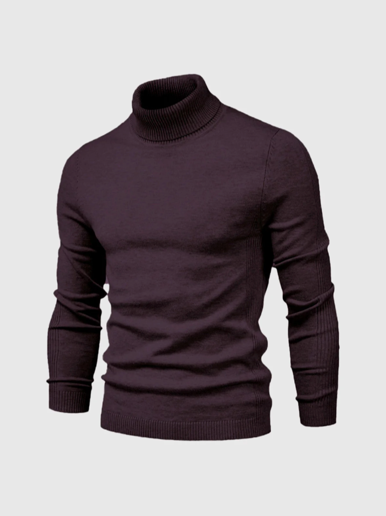 Męski cienko dziergany sweter z golfem, miękkiej jakości, z długimi rękawami i dopasowanym krojem slim fit - elegancki sweter na zimę, do stylizacji warstwowych i stylu smart casual
