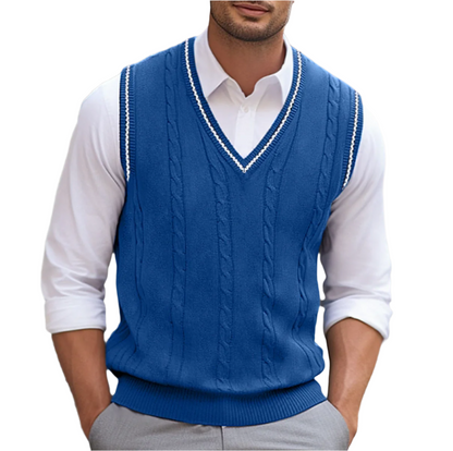 Pánská lehká pletená vesta s výstřihem do V – stylová letní vesta do kanceláře, pro volný čas, každodenní nošení a ve stylu smart casual
