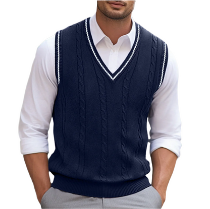 Pánská lehká pletená vesta s výstřihem do V – stylová letní vesta do kanceláře, pro volný čas, každodenní nošení a ve stylu smart casual