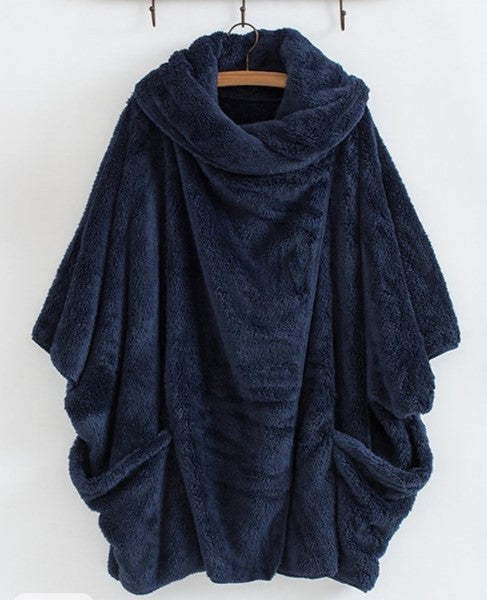 Dámský oversized fleecový plášť - měkké a teplé zimní oblečení na každodenní nošení, volný čas a ležérní styl