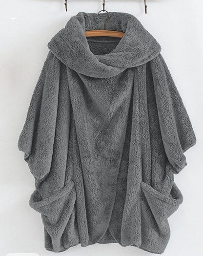 Dámský oversized fleecový plášť - měkké a teplé zimní oblečení na každodenní nošení, volný čas a ležérní styl