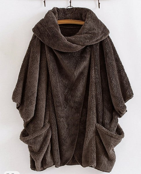 Dámský oversized fleecový plášť - měkké a teplé zimní oblečení na každodenní nošení, volný čas a ležérní styl