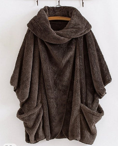 Dámský oversized fleecový plášť - měkké a teplé zimní oblečení na každodenní nošení, volný čas a ležérní styl